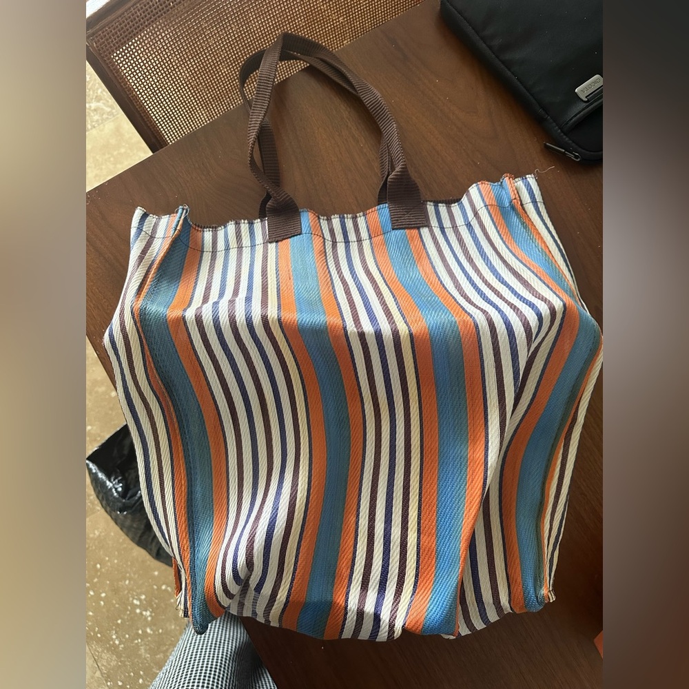 Striped Multicolor Large Tote Bag